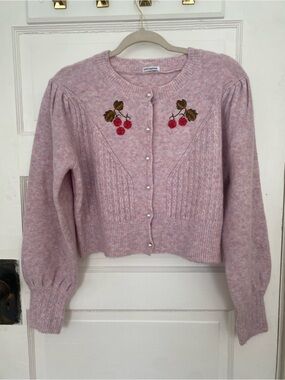 Mauve Embroidered Cardigan